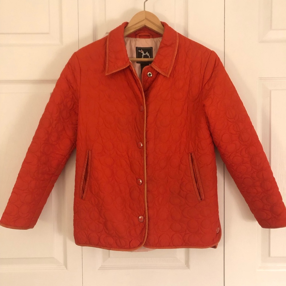 Orange Coach Quilted Logo Jacket